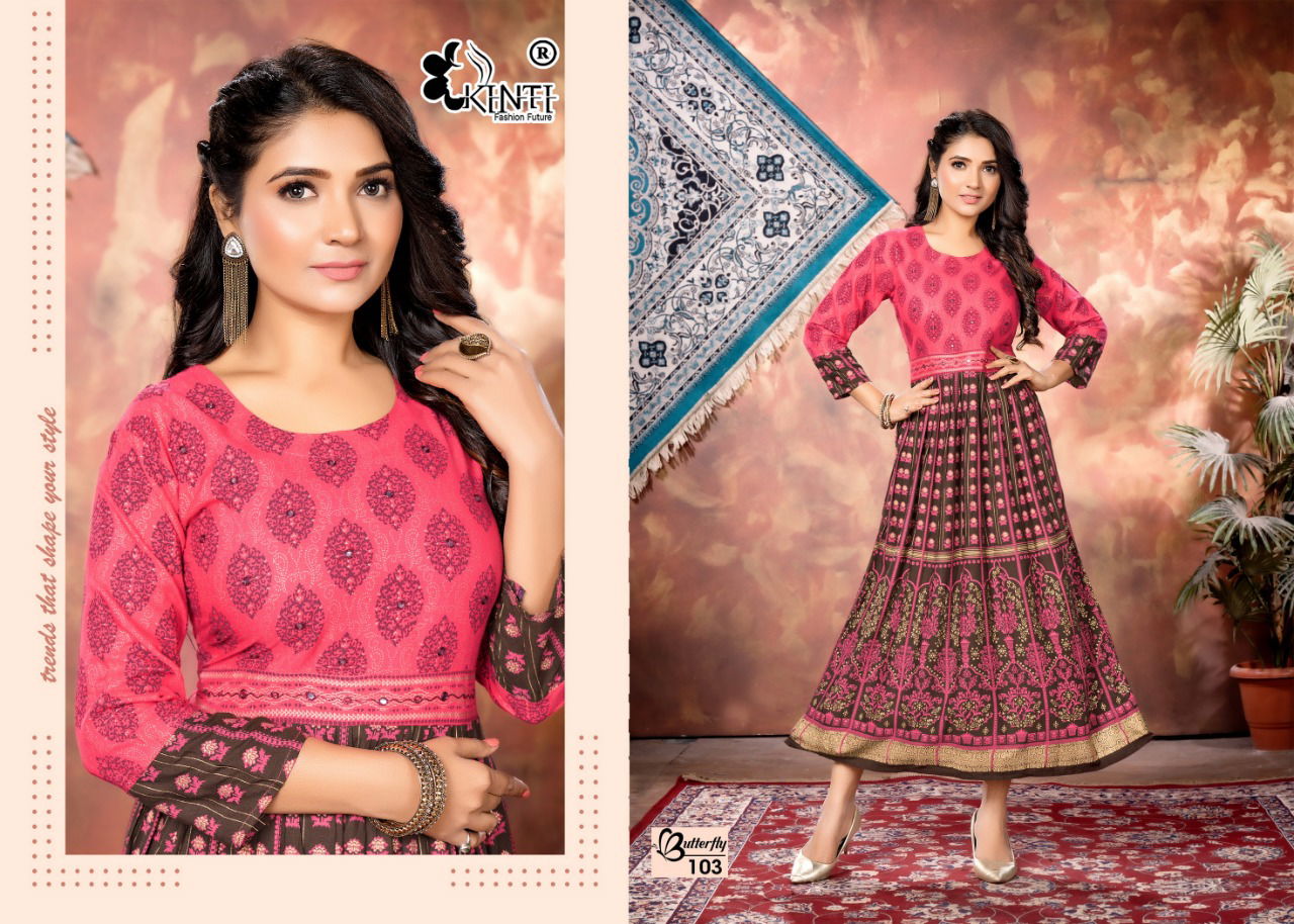 Kinti Butterfly Ethnic Wear Wholesale Long Kurti Collection 